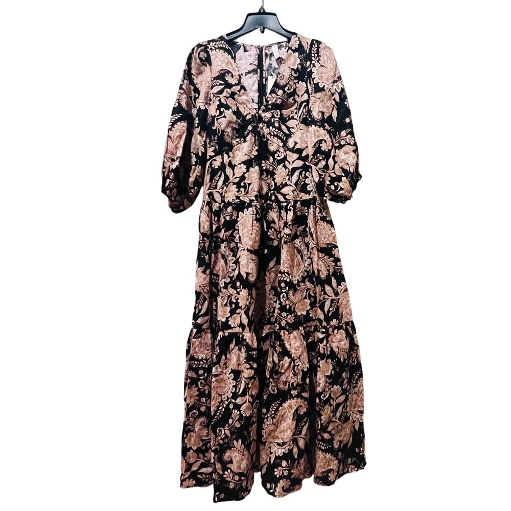 NWT❤️Anthro KIVARI V-Neck Puff-Sleeve Linen Dress sz6 - Picture 2 of 11